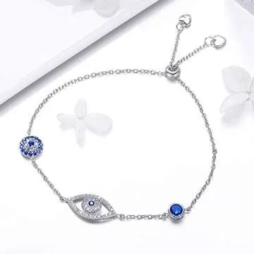 WOSTU 925 Sterling Silver Evil Eye Bracelet for Her