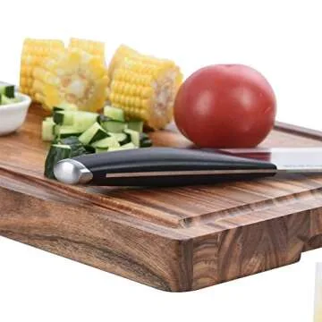 ZESPROKA Acacia Wood Cutting Board - Ultra Thick 16” x 12” x 1.5” - Kitchen Chopping Board with Juice Drip Groove - Ideal for Chopping Meat, Vegetables, Fruits, Bread, Cheese, Brown, CB01