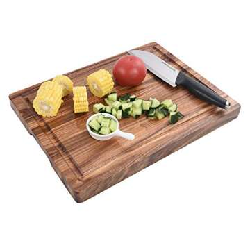 ZESPROKA Acacia Wood Cutting Board - Ultra Thick 16” x 12” x 1.5” - Kitchen Chopping Board with Juice Drip Groove - Ideal for Chopping Meat, Vegetables, Fruits, Bread, Cheese, Brown, CB01