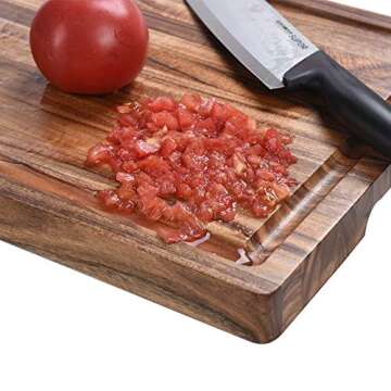ZESPROKA Acacia Wood Cutting Board - Ultra Thick 16” x 12” x 1.5” - Kitchen Chopping Board with Juice Drip Groove - Ideal for Chopping Meat, Vegetables, Fruits, Bread, Cheese, Brown, CB01