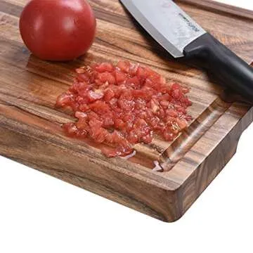 ZESPROKA Acacia Wood Cutting Board - Ultra Thick 16” x 12” x 1.5” - Kitchen Chopping Board with Juice Drip Groove - Ideal for Chopping Meat, Vegetables, Fruits, Bread, Cheese, Brown, CB01