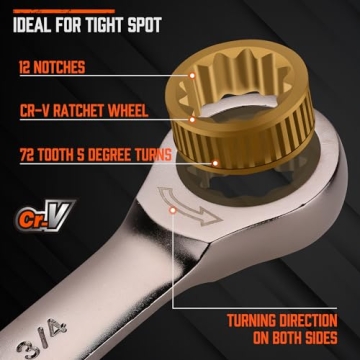 HORUSDY 24-Piece Ratcheting Wrench Set for Mechanics