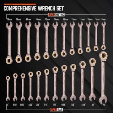 HORUSDY 24-Piece Ratcheting Wrench Set for Mechanics