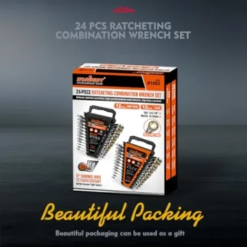 HORUSDY 24-Piece Ratcheting Wrench Set for Mechanics