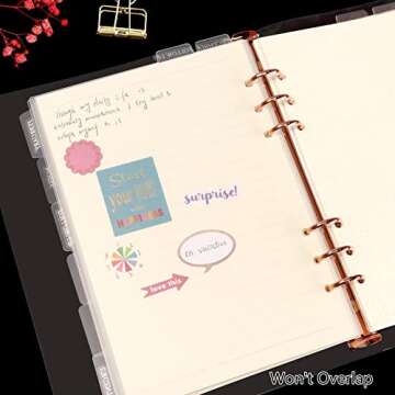 Clear A5 Index Notebook Binder Dividers Plastic 6 Holes Page Dividers with Tabs Monthly Daily Planne...