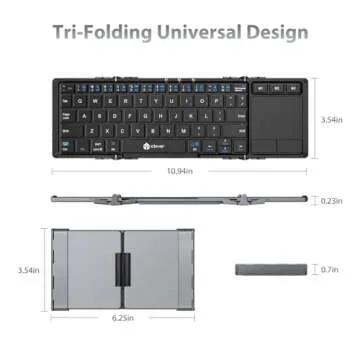 iClever Foldable Keyboard with Touchpad - Portable & Multi-Device