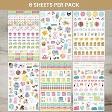 Bloom Daily Planners Productivity Stickers - Variety Sticker Pack with 6 Sheets!
