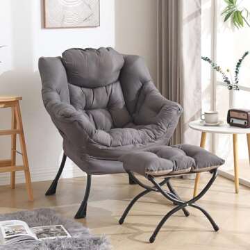 Tiita Lazy Chair with Ottoman, Modern Large Accent Lounge, Leisure Sofa Armchair with Ottoman, Readi...