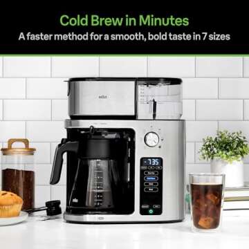 Braun MultiServe Plus 10- Cup Pod Free Drip Coffee Maker, 7 Brew Sizes/Hot & Cold Brew, Stainless steel KF9270SI