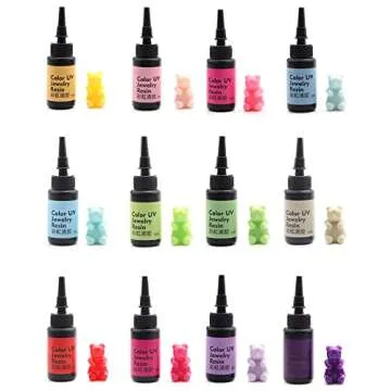 DIYcraft Colored UV Resin - 24Colors (TG-24Colors) UV Light Curing Ultraviolet Cure Resin Glue for Small UV Resin Molds, Jewelry Making - Earrings,Rings,Keychains - 0.35 oz/10ml Each