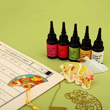DIYcraft Colored UV Resin - 24Colors (TG-24Colors) UV Light Curing Ultraviolet Cure Resin Glue for Small UV Resin Molds, Jewelry Making - Earrings,Rings,Keychains - 0.35 oz/10ml Each