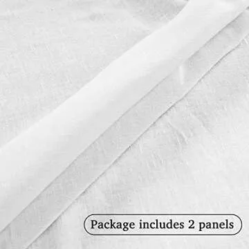 Turquoize White Linen Sheer Curtains 96 Inches Long Semi Sheer Curtains Rod Pocket Privacy Light Filtering Sheer Drapes for Living Room/Bedroom 2 Panels Set Window Treatments Panels,W52 x L96, White