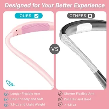 Vekkia Rechargeable LED Neck Reading Light, Book Lights for Reading in Bed, 3 Brightness Levels, Flexible Soft Silicone Arms Comfortable Wear, Long Lasting, Perfect for Craft & Knitting, Pink