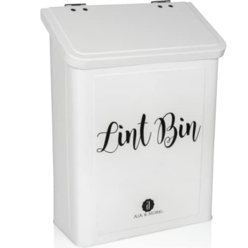 A.J.A. & MORE Modern Farmhouse Magnetic Lint Bin with Lid for Laundry Room Organization and Laundry ...