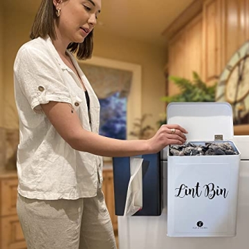 Modern Farmhouse Magnetic Lint Bin for Laundry Room Organization