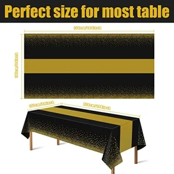 Disposable Black and Gold Table Covers for Parties