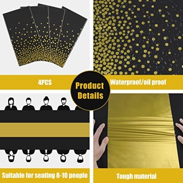 Disposable Black and Gold Table Covers for Parties