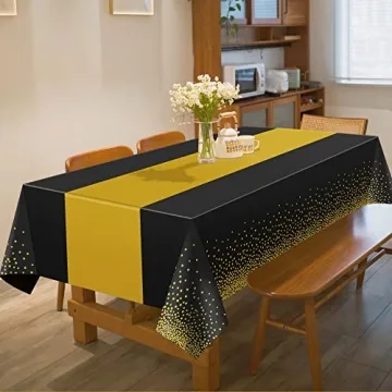 Disposable Black and Gold Table Covers for Parties