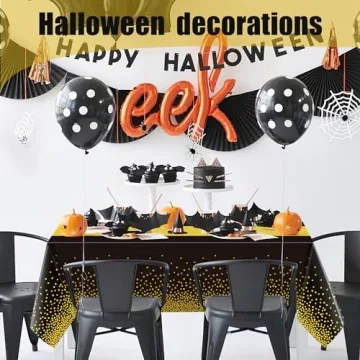 Disposable Black and Gold Table Covers for Parties