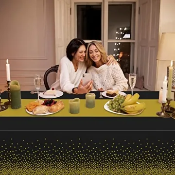Disposable Black and Gold Table Covers for Parties