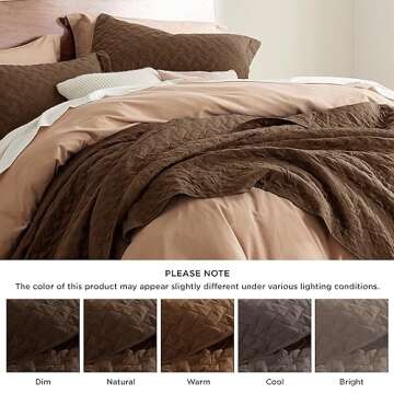 Bedsure Quilts King Size - Lightweight Bedspreads King Size with Basket Weave Pattern, Soft Quilt Bedding Set, Brown Comforter Set Coverlet for All Seasons with 2 Pillow Shams