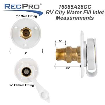RecPro RV Brass Water Fill Inlet Flange - American-Made Quality