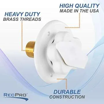 RecPro RV Brass Water Fill Inlet Flange - American-Made Quality