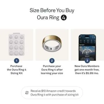 Oura Ring 4 - Gold - Size 4 - Smart Ring - Size First with Oura Ring 4 Sizing Kit - Sleep Tracking Wearable - Heart Rate - Fitness Tracker - Up to 8 Days of Battery Life