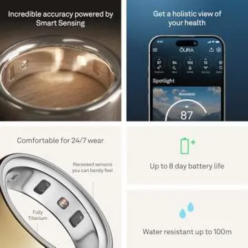 Oura Ring 4 - Gold - Size 4 - Smart Ring - Size First with Oura Ring 4 Sizing Kit - Sleep Tracking Wearable - Heart Rate - Fitness Tracker - Up to 8 Days of Battery Life
