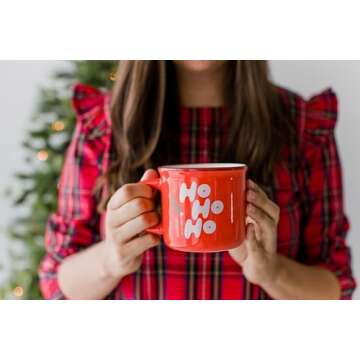 Pearhead Ho Ho Ho Christmas Camper Mug, Holiday Coffee Cup, Christmas Home Décor, Holiday Gifts, Se...