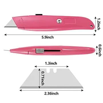 DIYSELF 2Pack Utility Knife Box Cutter Retractable Blade Heavy Duty, Box Cutters for Boxes and Cartons, Aluminum Shell Box Knife, Box Opener, Cardboard Cutter Knife (Pink)