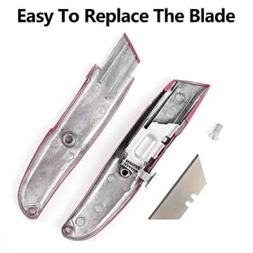 DIYSELF 2Pack Utility Knife Box Cutter Retractable Blade Heavy Duty, Box Cutters for Boxes and Cartons, Aluminum Shell Box Knife, Box Opener, Cardboard Cutter Knife (Pink)