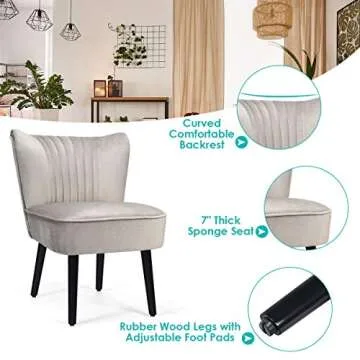 Giantex Velvet Accent Chairs Set of 2 for Stylish Comfort