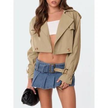 Imily Bela Women’s Lightweight Cropped Trench Coat