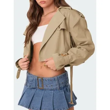 Imily Bela Women’s Lightweight Cropped Trench Coat