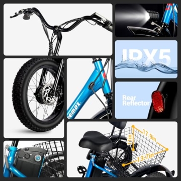 Geemax Electric Tricycle 20" Fat Tire 36V 350W with Basket