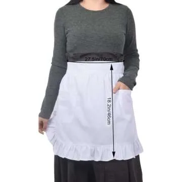 Love Potato 100% Cotton 2 Pockets Waist Apron Kitchen Cooking Restaurant Bistro Half Aprons for Girl Woman, White