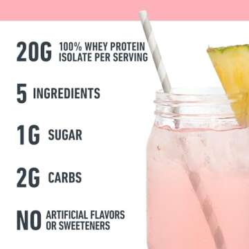 Isopure Clear Whey Isolate Protein Powder Infusions, Lactose Free, Gluten Free, Naturally Flavored, Tropical Punch, 20g Protein Per Serving, 1.9 Lbs, 36 Servings