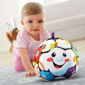Fisher-Price Baby to Toddler Toy Laugh & Learn Singin’ Soccer Ball Musical Plush with Educational Phrases for Infants Ages 6+ Months (Amazon Exclusive)