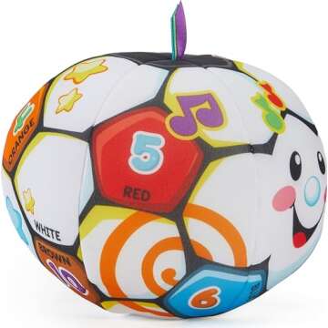 Fisher-Price Baby to Toddler Toy Laugh & Learn Singin’ Soccer Ball Musical Plush with Educational Phrases for Infants Ages 6+ Months (Amazon Exclusive)