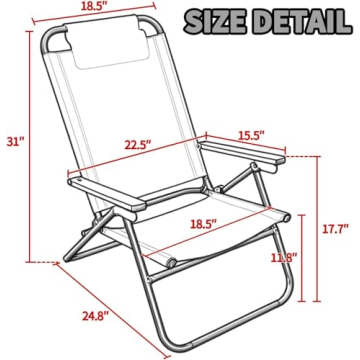 DRAXDOG Beach Chair - Folding & Adjustable Comfort