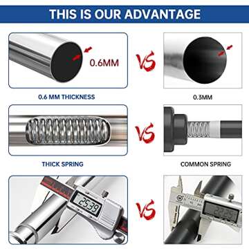 BRIOFOX Industrial Shower Curtain Rod - Never Rust Non-Slip 43-72 Inch 304 Stainless Steel, Chrome