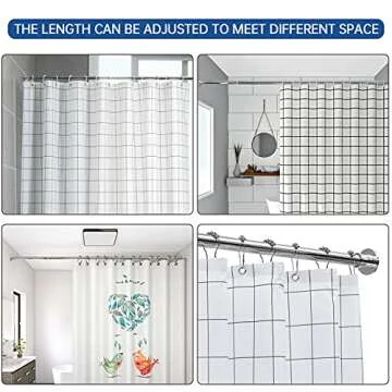 BRIOFOX Industrial Shower Curtain Rod - Never Rust Non-Slip 43-72 Inch 304 Stainless Steel, Chrome