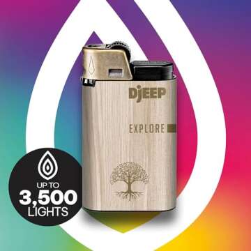 DJEEP Pocket Lighters, Bold Collection Textured Metallic, Unique Lighters, 4 Count Pack of Disposable Lighters