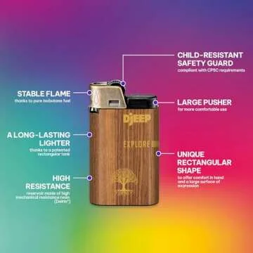 DJEEP Pocket Lighters, Bold Collection Textured Metallic, Unique Lighters, 4 Count Pack of Disposable Lighters