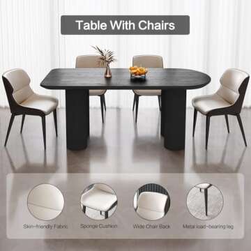 GraceNook Oval Black Dining Table for 4,6,8, 63" Kitchen Table with Sturdy Legs, 1.77 Thick Dining Table Top,Great Choice for Dining Room, Kitchen (Black, 63" Black Dining Table only)