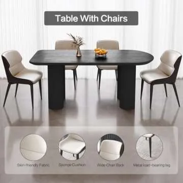 GraceNook Elegant Oval Black Dining Table for 4-8