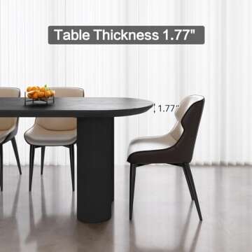 GraceNook Oval Black Dining Table for 4,6,8, 63" Kitchen Table with Sturdy Legs, 1.77 Thick Dining Table Top,Great Choice for Dining Room, Kitchen (Black, 63" Black Dining Table only)