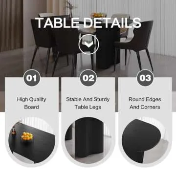 GraceNook Elegant Oval Black Dining Table for 4-8