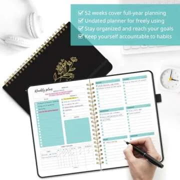 Elegant A5 Weekly Planner with Goal and Habit Tracker
